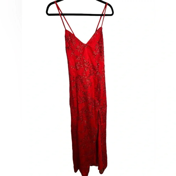 Lulus blissful blossoms red sequin backless maxi Size Medium - Picture 1 of 7